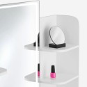 Toucador maquilhagem com luzes LED espelho  gaveta banco branco Astrid Escolha