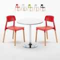 Conjunto de Mesa Redonda com 2 Cadeiras Modernas 70x70cm Barcellona Long Island Promoção