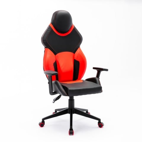Cadeira de Jogos Ergonómica Desportiva Ajustável em Couro sintético, Portimao Fire Promoção
