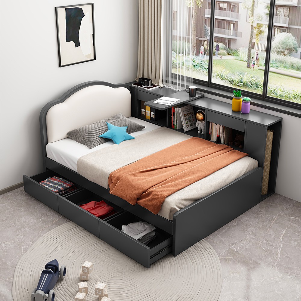 Cama estilo francês 120x190 arrumação móvel Sorik