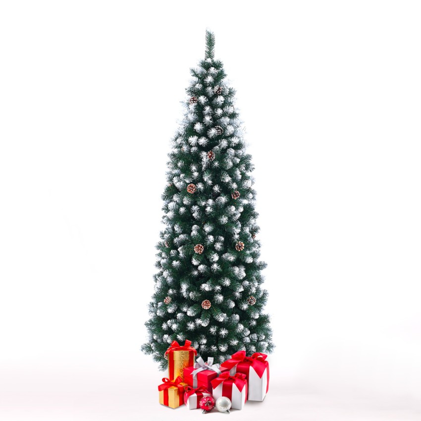 Árvore de Natal Verde 180cm, Efeito de Neve e Pinhas, Poyakonda Promoção
