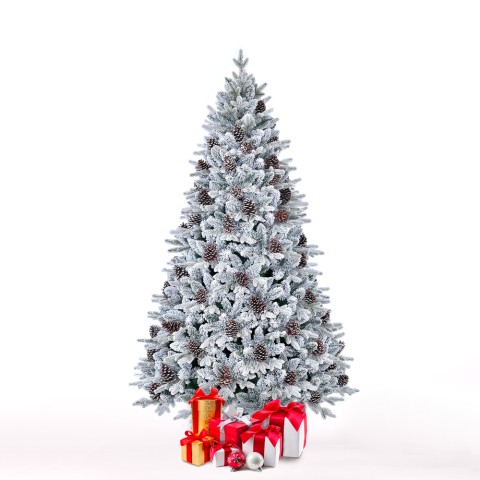 Árvore de Natal Artificial Sintética c/Neve e Pinhas 180cm Faaborg Promoção