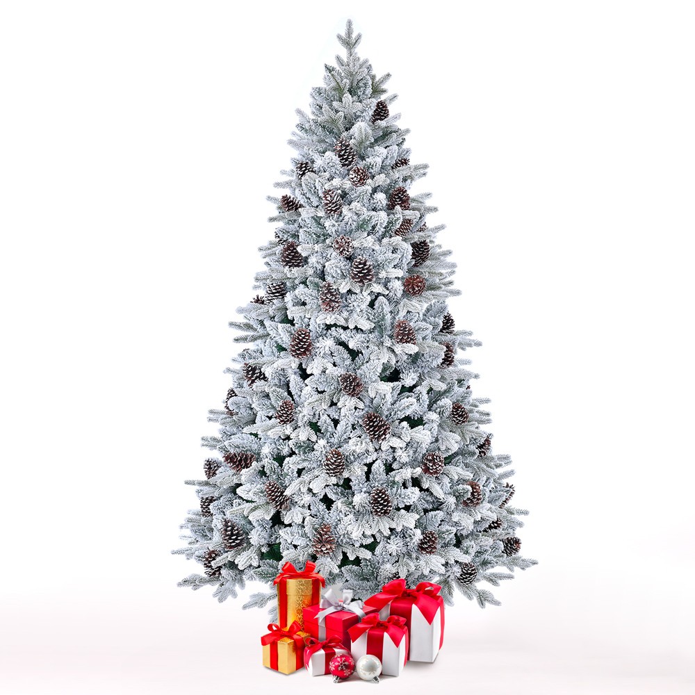 Árvore de Natal Artificial Sintética Coberta de neve 240cm Pinhas Uppsala