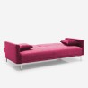 Sofá-cama  3 Lugares em Veludo Almofadas Moderno Elegante Reclinável Villolus 