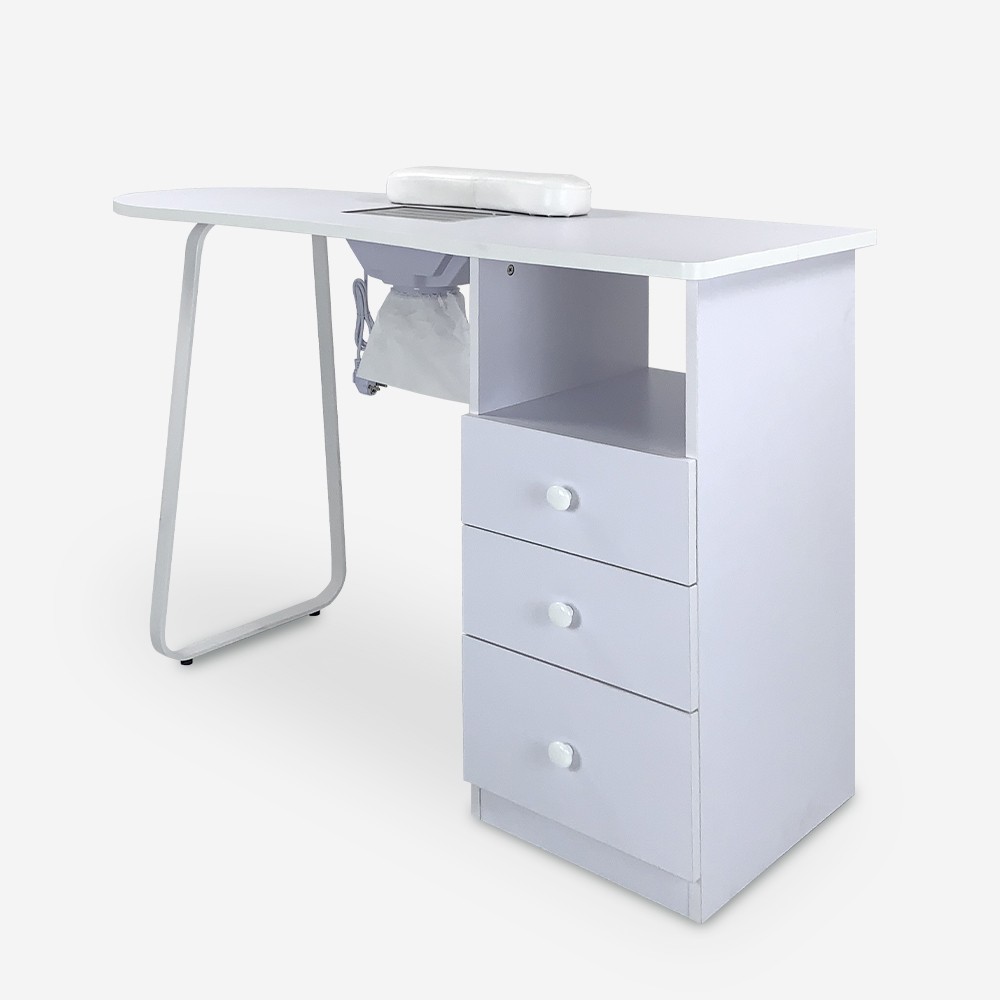 Mesa de Manicure Moderna Branca Prática com 3 Gavetas Arrumação Alhapp