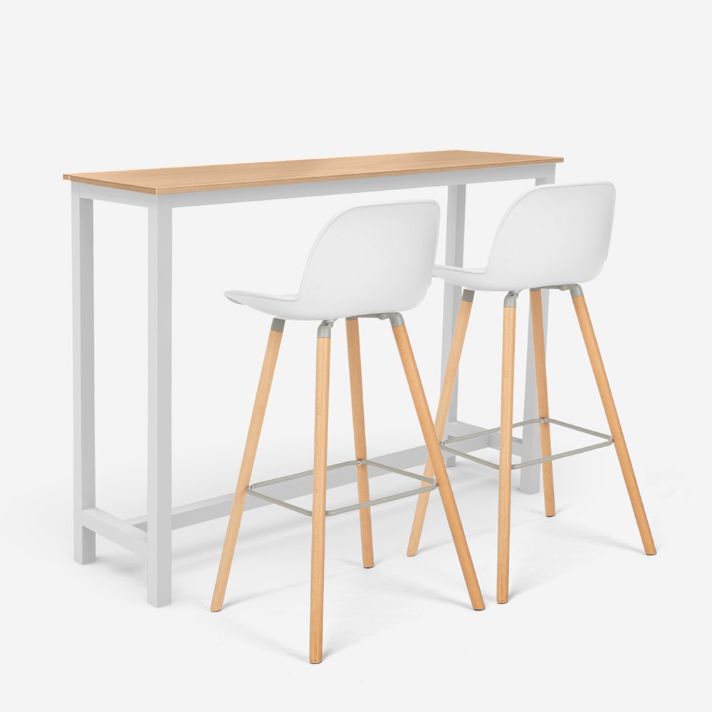 Conjunto de Mesa e 2 Bancos Madeira Branca Moderno Elegante Westover