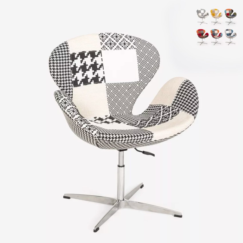 Cadeira de poltrona giratória de design estilo patchwork com altura ajustável Stork Preço
