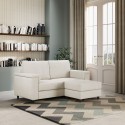 Sofá 2 lugares sala de estar moderna com pufe tecido Marrak 120P Medidas