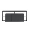 Aparador 3 portas 200x40x80cm estante moderna prateleiras de vidro Pibrac Escolha