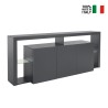 Aparador 3 portas 200x40x80cm estante moderna prateleiras de vidro Pibrac Descontos