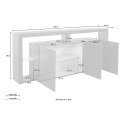 Aparador 3 portas 200x40x80cm estante moderna prateleiras de vidro Pibrac Compra