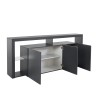 Aparador 3 portas 200x40x80cm estante moderna prateleiras de vidro Pibrac Modelo