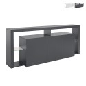 Aparador 3 portas 200x40x80cm estante moderna prateleiras de vidro Pibrac Promoção