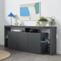 Aparador 3 portas 200x40x80cm estante moderna prateleiras de vidro Pibrac Oferta