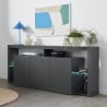 Aparador 3 portas 200x40x80cm estante moderna prateleiras de vidro Pibrac Oferta