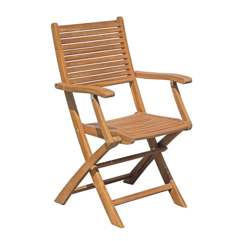 Cadeira de Jardim Dobrável em Madeira com Braços Uso Exterior Nias Promoção