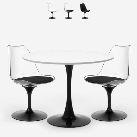 Conjunto Mesa Goblet Redonda 80cm c/ 2 Cadeiras Moderna Elegante Crayon Promoção