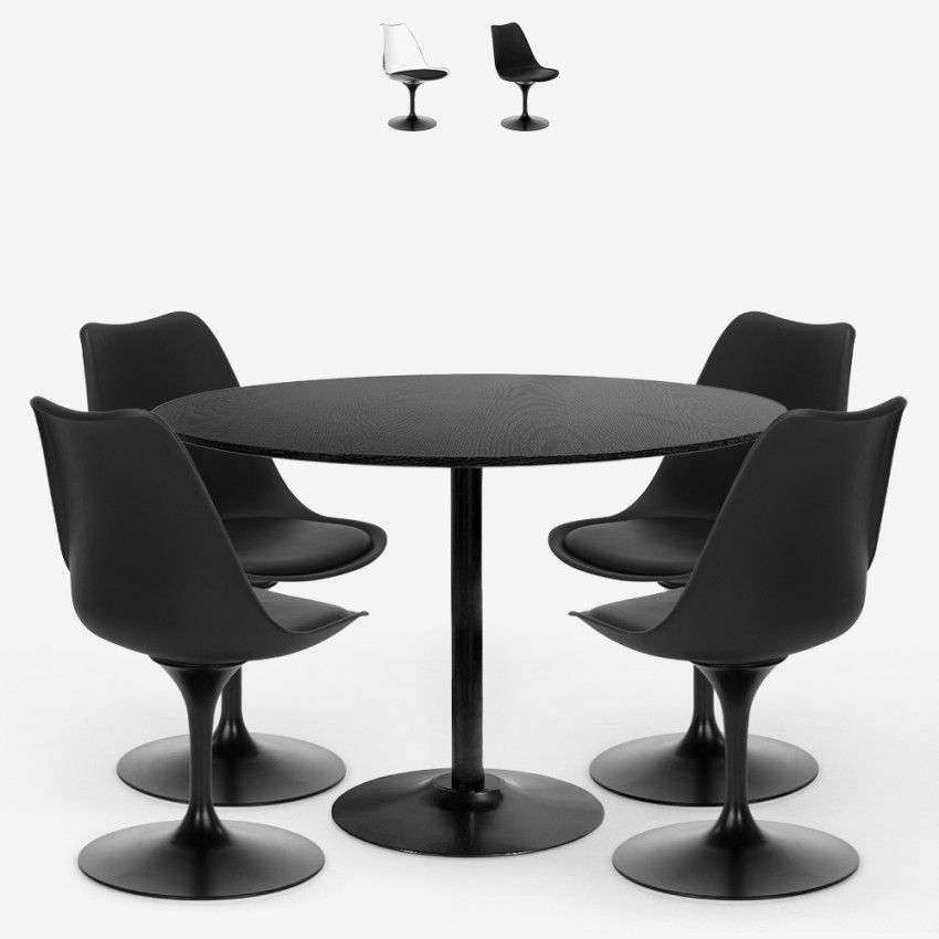 Conjunto 4 Cadeiras e Mesa Redonda Cozinha Moderna Elegante Tulipan 120cm Haki+ Venda