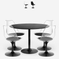 Conjunto 4 Cadeiras e Mesa Redonda Cozinha Moderna Elegante Tulipan 120cm Haki+ Promoção