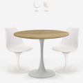 Conjunto Mesa e 2 Cadeiras de Cozinha Tulipa Madeira Branca 80cm Meis Promoção