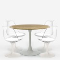 Conjunto de 4 Cadeiras Brancas Transparentes e Mesa Tulipan Redonda de Madeira 120cm Meis+ Descontos