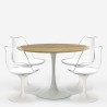 Conjunto de 4 Cadeiras Brancas Transparentes e Mesa Tulipan Redonda de Madeira 120cm Meis+ Descontos