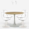 Conjunto de 4 Cadeiras Brancas Transparentes e Mesa Tulipan Redonda de Madeira 120cm Meis+ Promoção