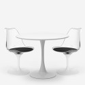 Conjunto Mesa de Jantar Redonda 70cm 2 Cadeiras Tulipan Branco Preto Seriq Modelo