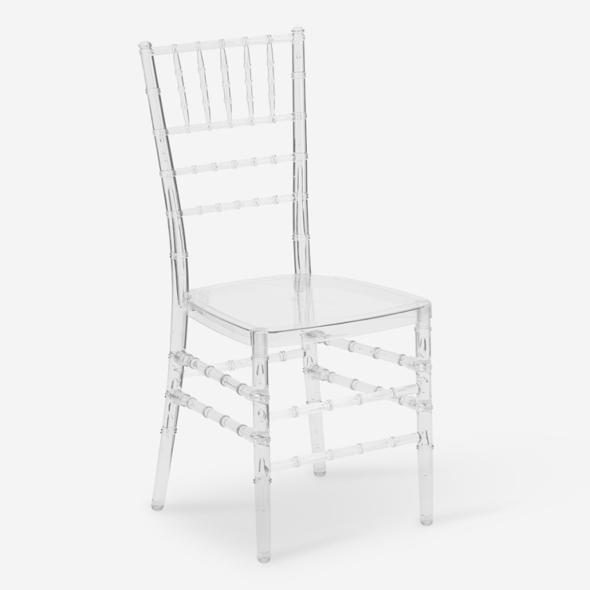 Conjunto de 20 Cadeiras Transparentes para Restaurante Cerimónias e Eventos Chiavarina Crystal Promoção