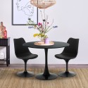 Conjunto 2 Cadeiras Transparentes e Mesa de Cozinha Redonda Preta Tulipan 80cm Almat Oferta