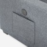 Sofá-Cama de 3 Lugares Cinza com Chaise Longue e Armazenamento Porta USB-C e Estante Civis Modelo