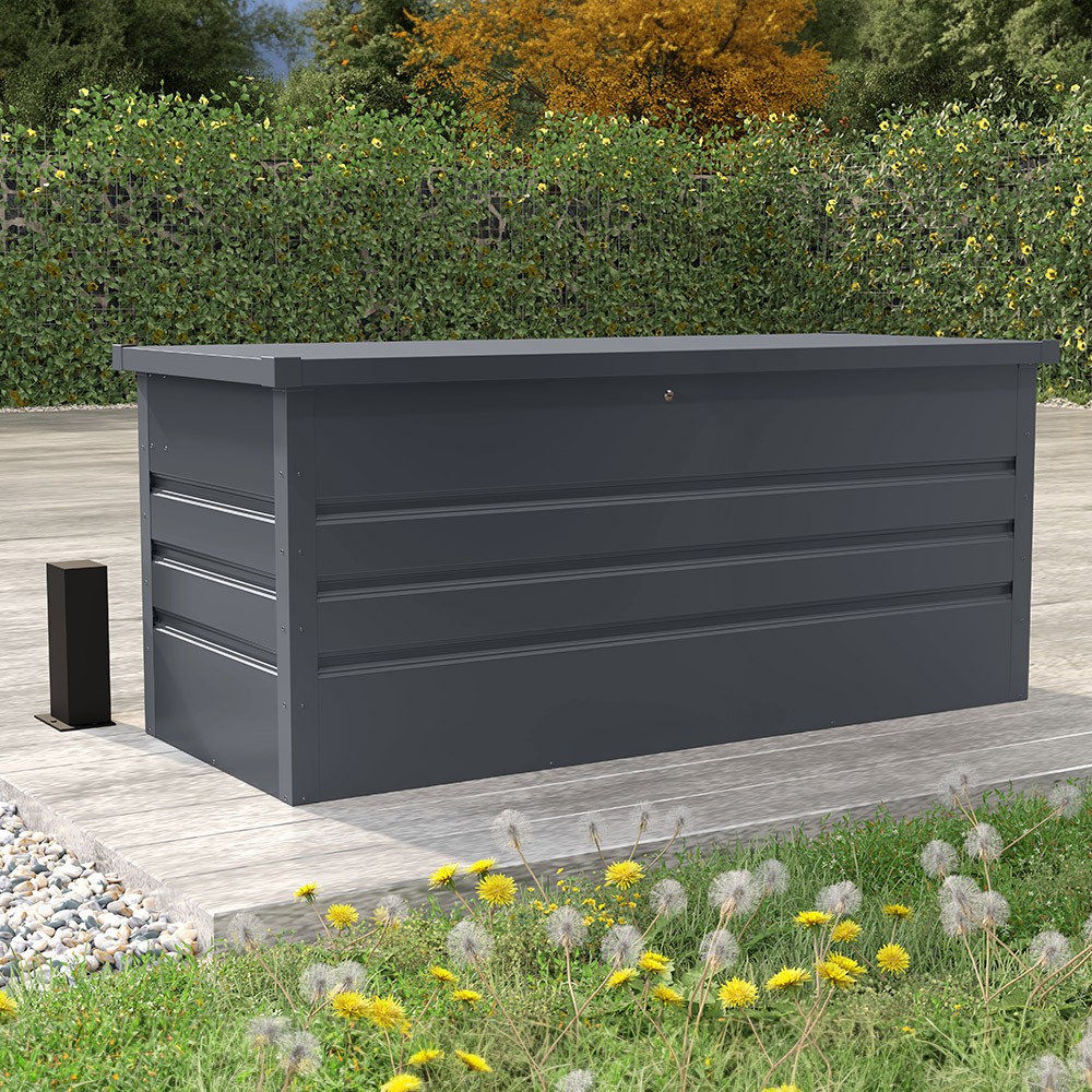 Baú recipiente para jardim exterior 165x69x62cm em aço Innsbruck