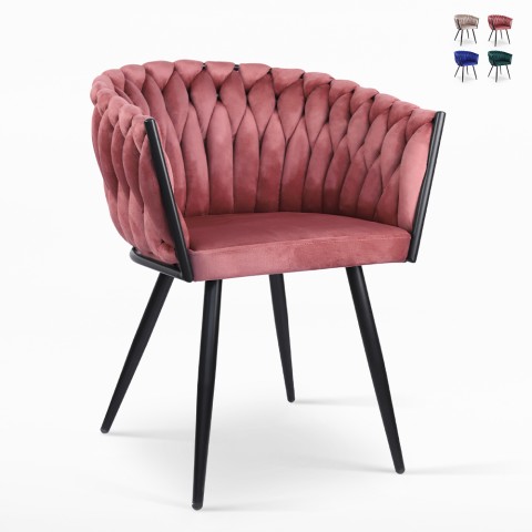 Poltrona cadeira veludo design com braços para cozinha sala de estar Chantilly Promoção