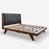 Cama de casal em madeira 180x200cm king size cabeceira em couro sintético Kate Venda