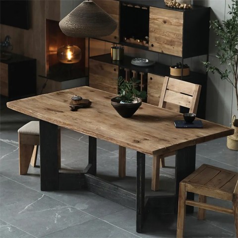 Mesa de jantar cozinha em madeira rústica 220x100cm sala de estar Kurt Promoção