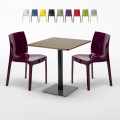 Mesa de café Quadrada com 2 Cadeiras Moderna Pequena 60x60 Kiss Promoção