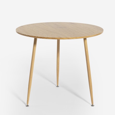 Mesa redonda de cozinha de jantar 80 cm em madeira design Frajus Promoção