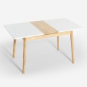 Mesa extensível de madeira 115-145x80cm cozinha vidro branco preto Pixam Escolha
