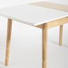 Mesa extensível de madeira 115-145x80cm cozinha vidro branco preto Pixam Modelo