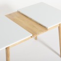 Mesa extensível de madeira 115-145x80cm cozinha vidro branco preto Pixam Características