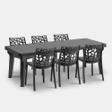Conjunto de jardim mesa extensível 160-220cm 6 cadeiras preto Liri Dark Saldos