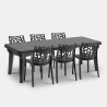 Conjunto de jardim mesa extensível 160-220cm 6 cadeiras preto Liri Dark Saldos