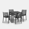 Conjunto de jardim: mesa quadrada 80x80cm rattan 4 cadeiras preto Nisida Dark Venda