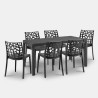 Conjunto de jardim mesa rattan 150x90cm 6 cadeiras exterior preto Meloria Dark. Catálogo