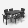 Conjunto de mesa de jantar para jardim 150x90cm 6 cadeiras exterior preto Sunrise Dark Venda