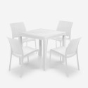 Conjunto mesa jardim exterior 80x80cm rattan 4 cadeiras branco Nisida Light Venda