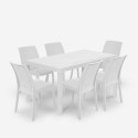Conjunto mesa exterior jardim rattan 150x90cm 6 cadeiras branco Meloria Light Venda