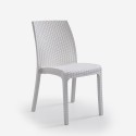 Conjunto mesa exterior jardim rattan 150x90cm 6 cadeiras branco Meloria Light 