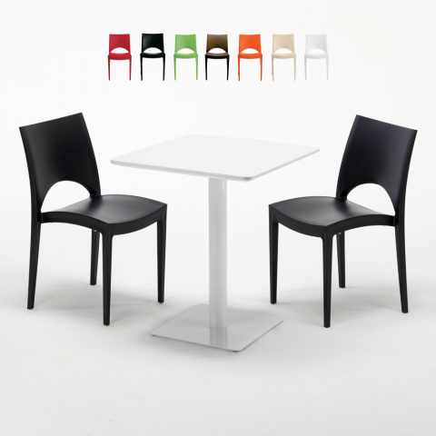 Conjunto de mesa Quadrada Branca com 2 Cadeiras Casa 60x60 Lemon Promoção