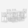 Conjunto de jardim 6 cadeiras mesa exterior 150x90cm branco Sunrise Light Venda